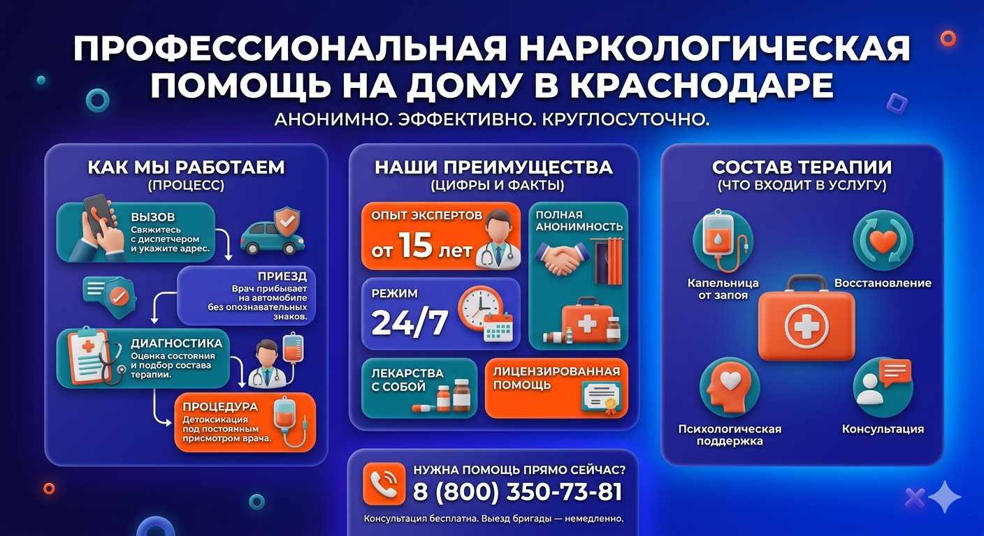 Инфографика о принципах лечения алкоголизма на дому в Медведово: этапы вызова нарколога, преимущества анонимной детоксикации и состав медицинской помощи.